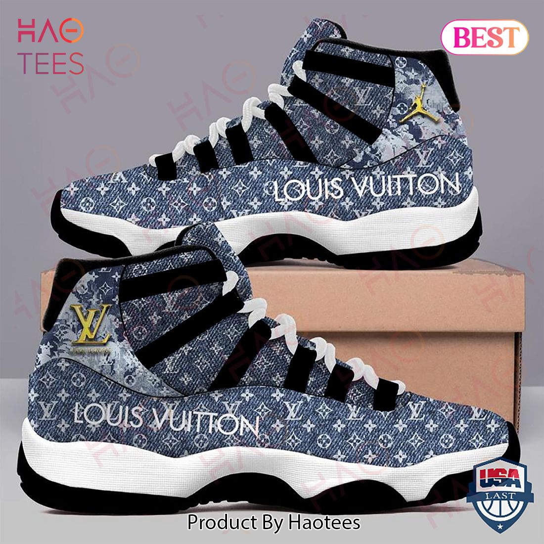 Louis Vuitton Blue Air Jordan 11 Shoes Hot 2022 LV Sneakers Gifts