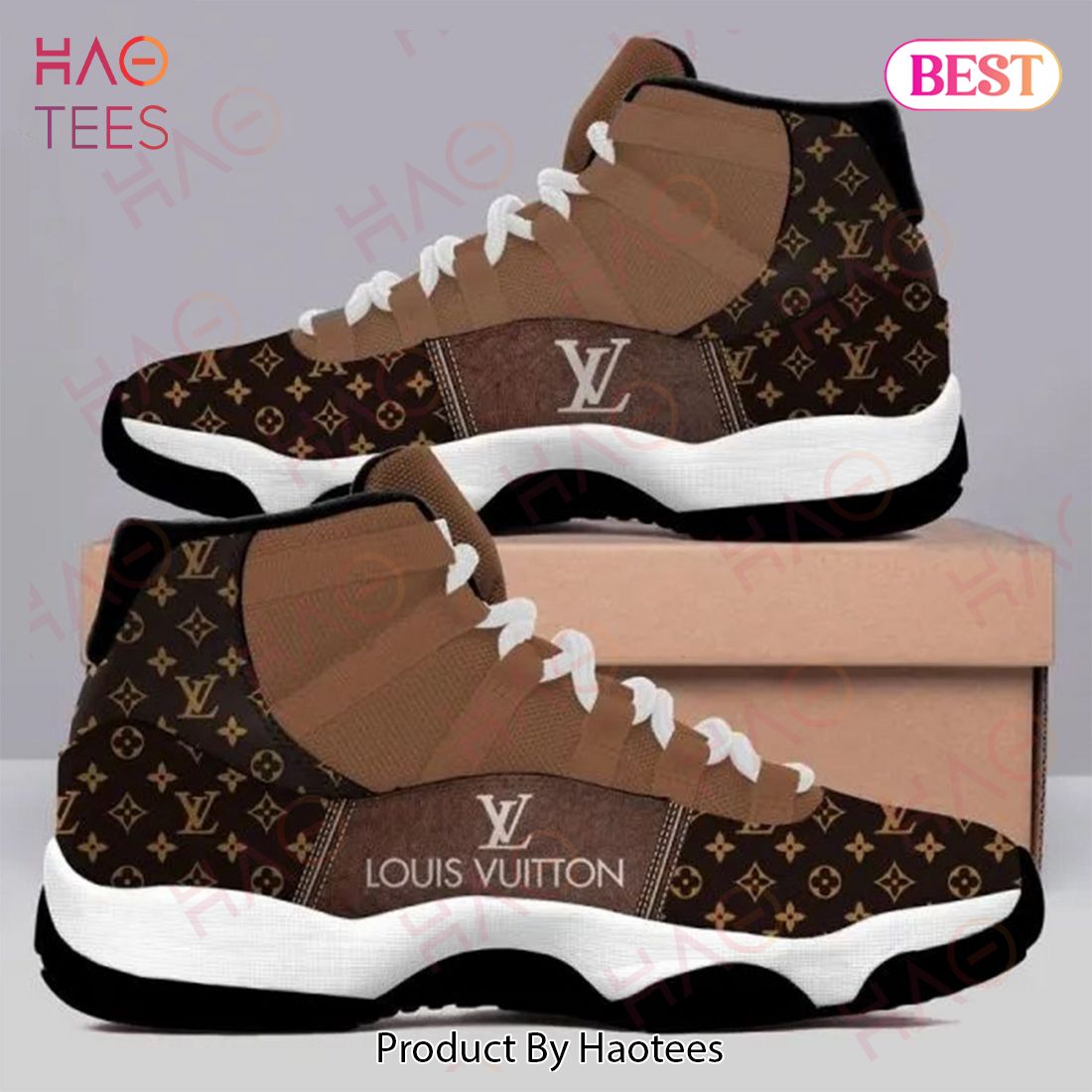 Louis Vuitton Brown Monogram Air Jordan 11 Sneakers Shoes Hot 2022 LV Gifts Unisex
