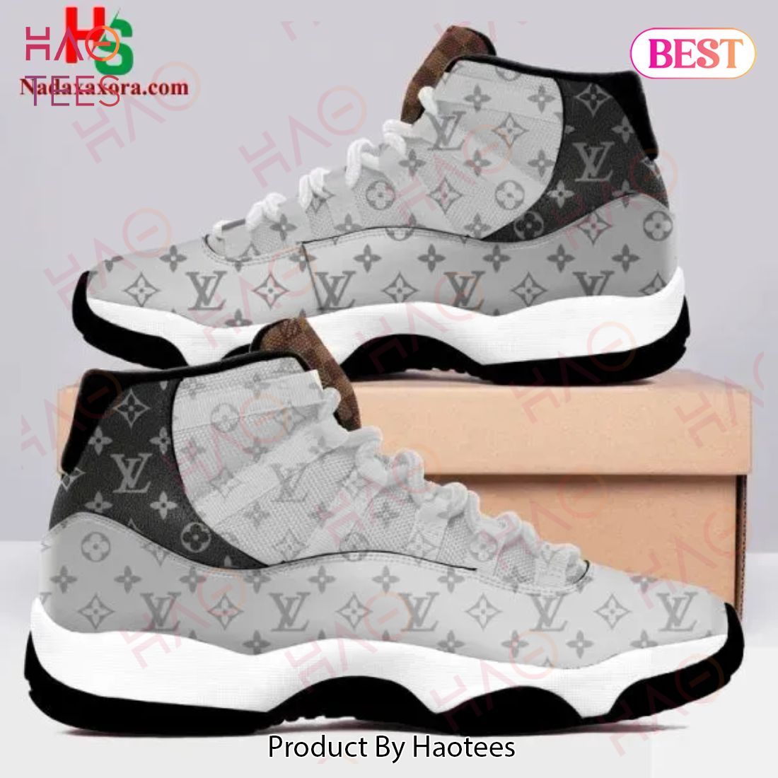 Louis Vuitton Grey Monogram Air Jordan 11 Sneakers Shoes Hot 2022 LV Gifts Unisex