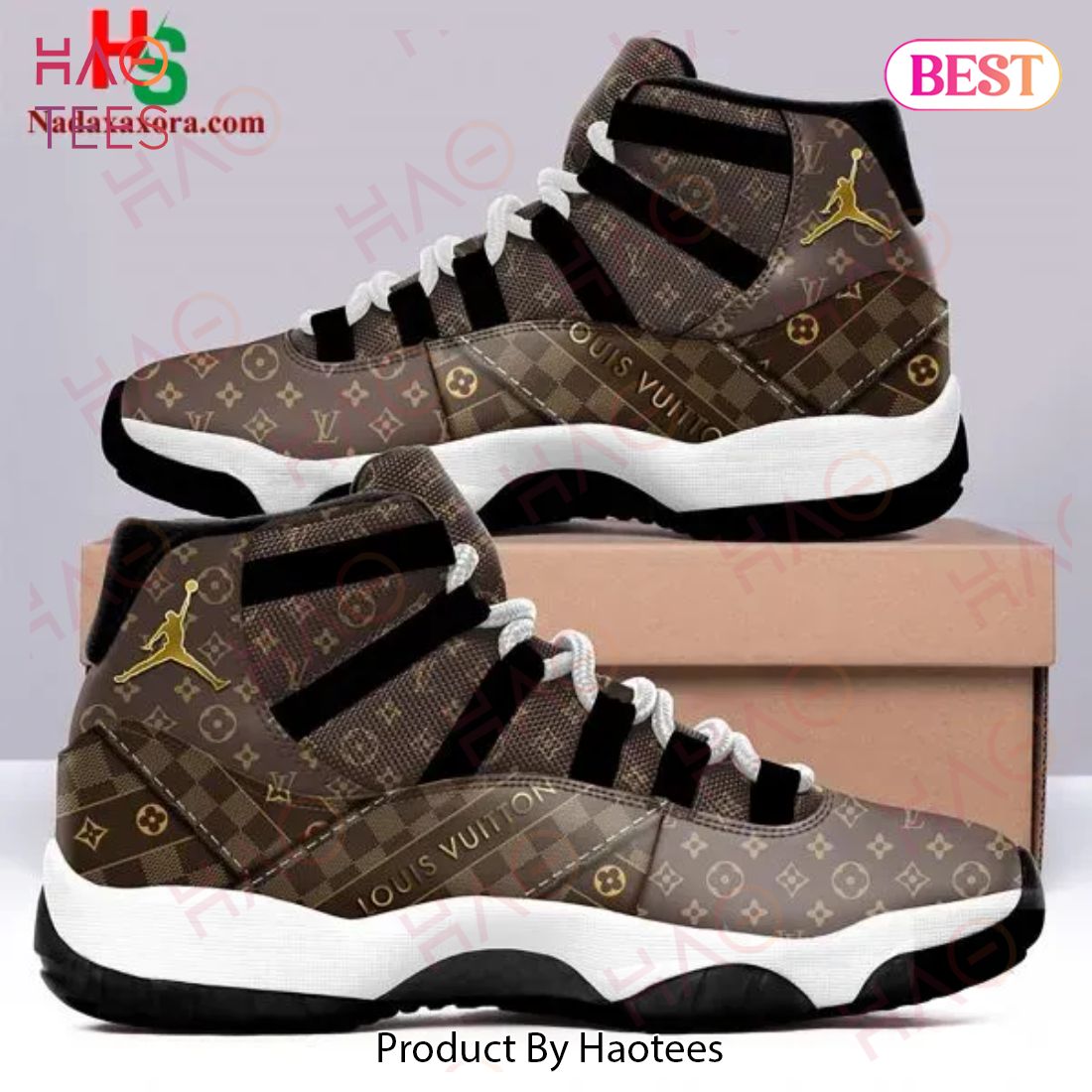 Louis Vuitton Monogram Black Air Jordan 11 Sneakers Shoes Hot 2022 LV Gifts Unisex Luxury Store