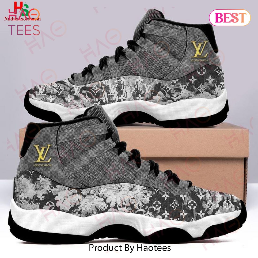 Louis Vuitton Monogram Stone Grey Air Jordan 11 Shoes