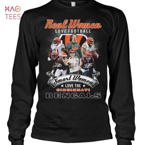 Real Women love football smart Women love the Cincinnati Bengals signatures  T-shirt - Kaiteez