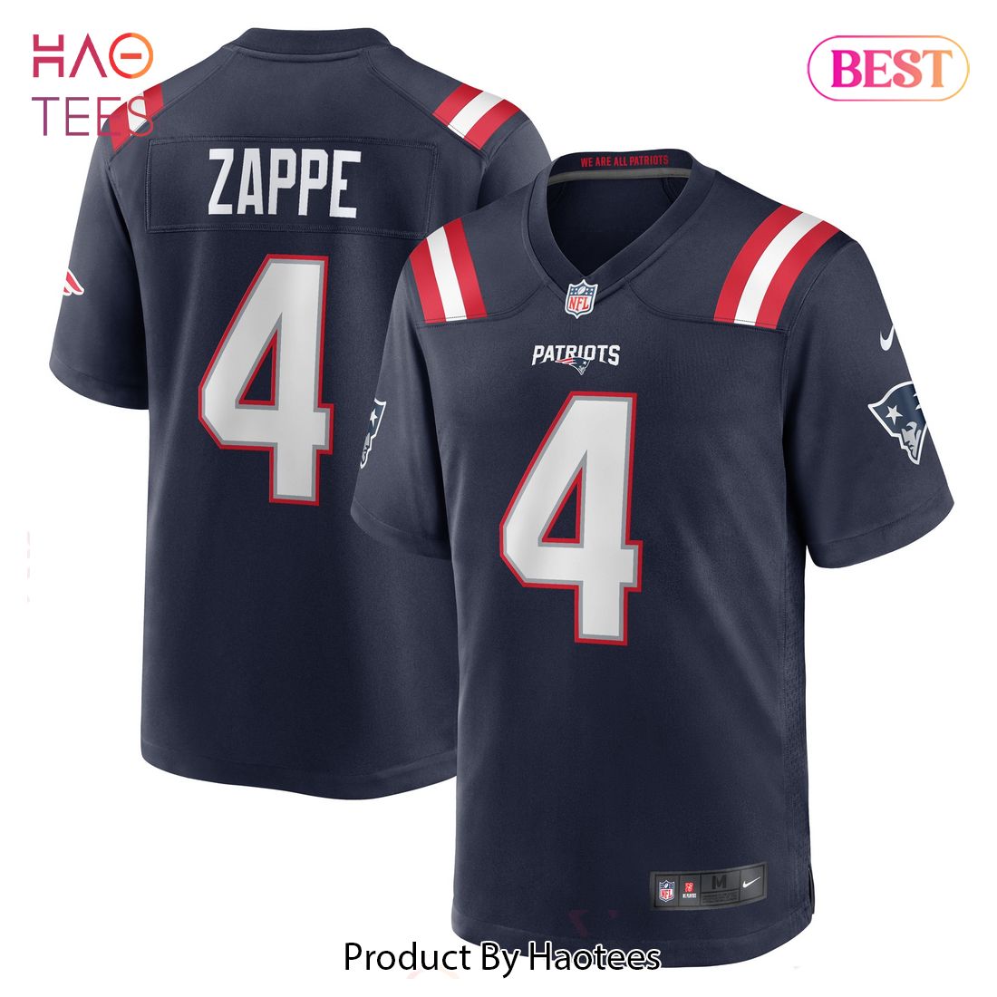 Bailey Zappe New England Patriots Nike Game Player Jersey Navy