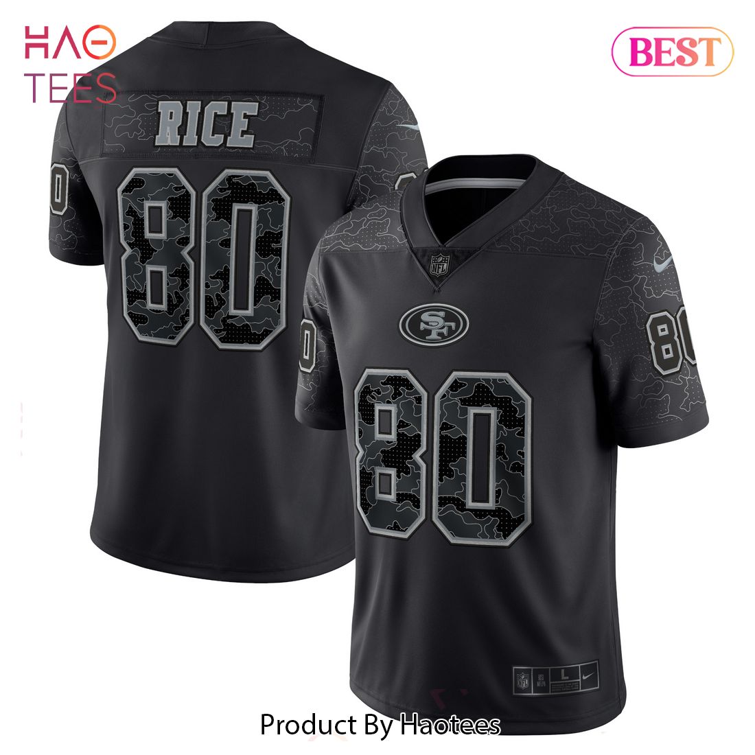 Jerry Rice San Francisco 49ers Nike Retired Player RFLCTV Limited Jersey Black Luxury Store