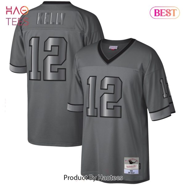 Jim Kelly Buffalo Bills Mitchell & Ness 1990 Retired Player Metal Legacy Jersey Charcoal