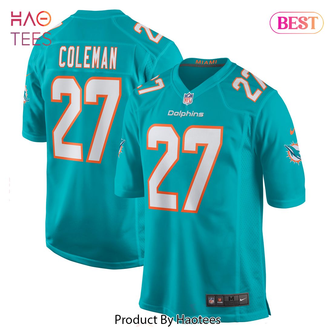 Justin Coleman Miami Dolphins Nike Game Jersey Aqua Luxury Store