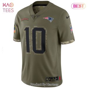 Mac Jones New England Patriots Nike 2022 Salute To Service Limited Jersey Olive