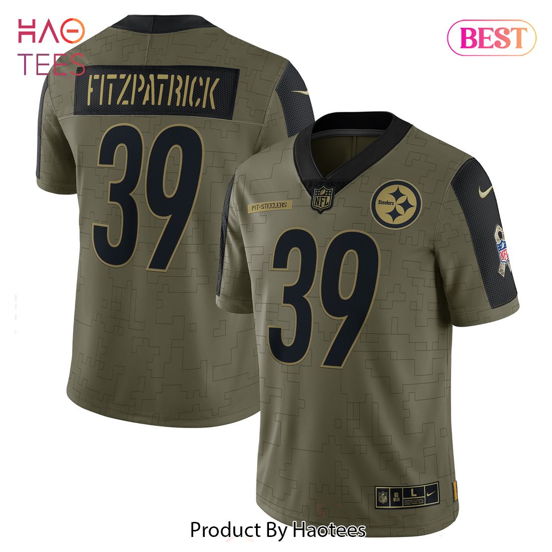 Minkah Fitzpatrick Pittsburgh Steelers Nike 2021 Salute To Service Limited Player Jersey Olive