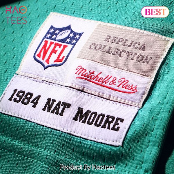 Nat Moore Miami Dolphins Mitchell & Ness 1984 Retired Player Legacy Replica Jersey Aqua
