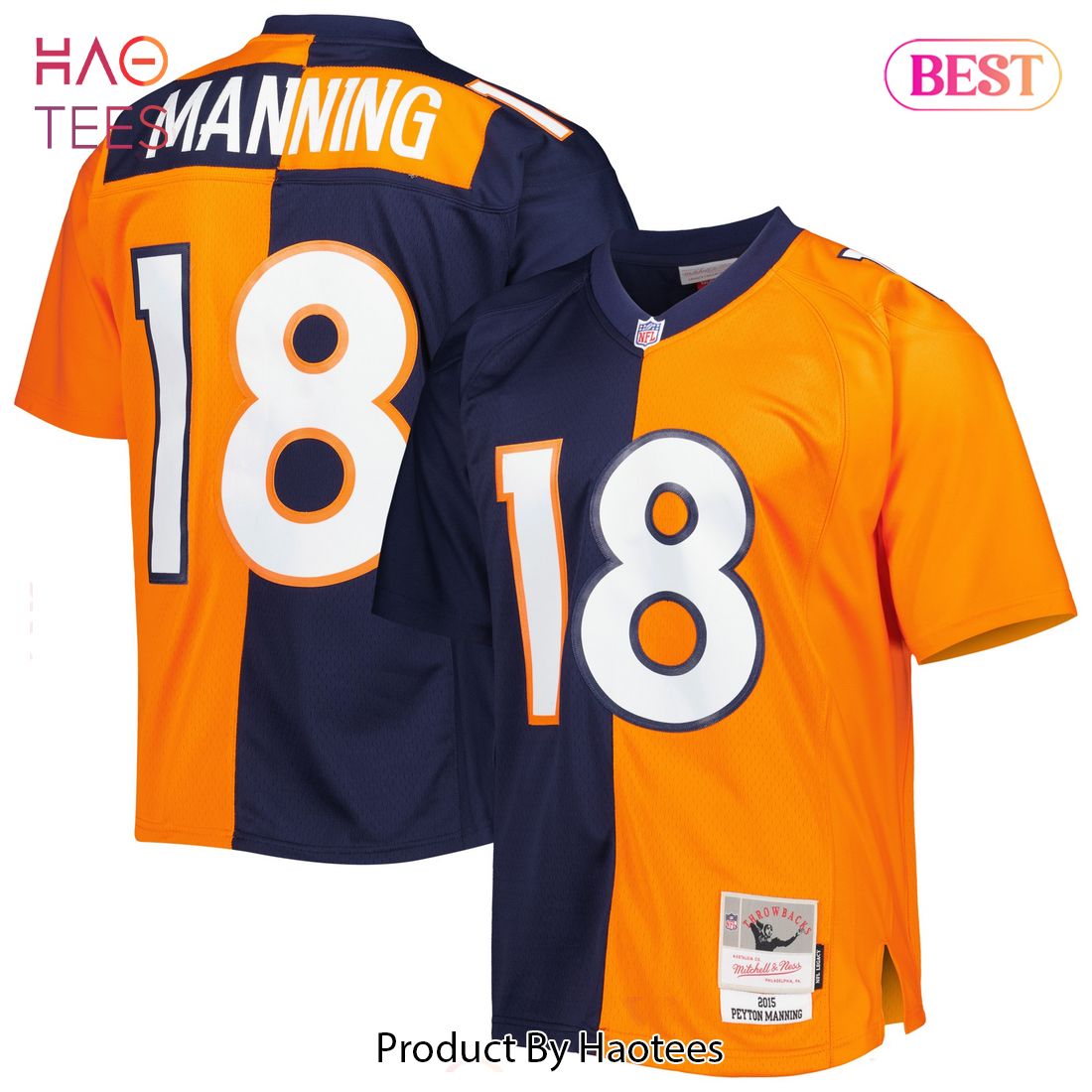 Peyton Manning Denver Broncos Mitchell & Ness 2015 Split Legacy Replica Jersey Navy Orange