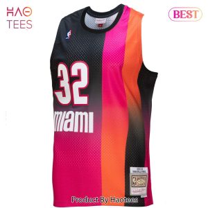Shaquille O’Neal Miami Heat Mitchell & Ness 2005 06 Hardwood Classics Fadeaway Swingman Player Jersey Pink Black