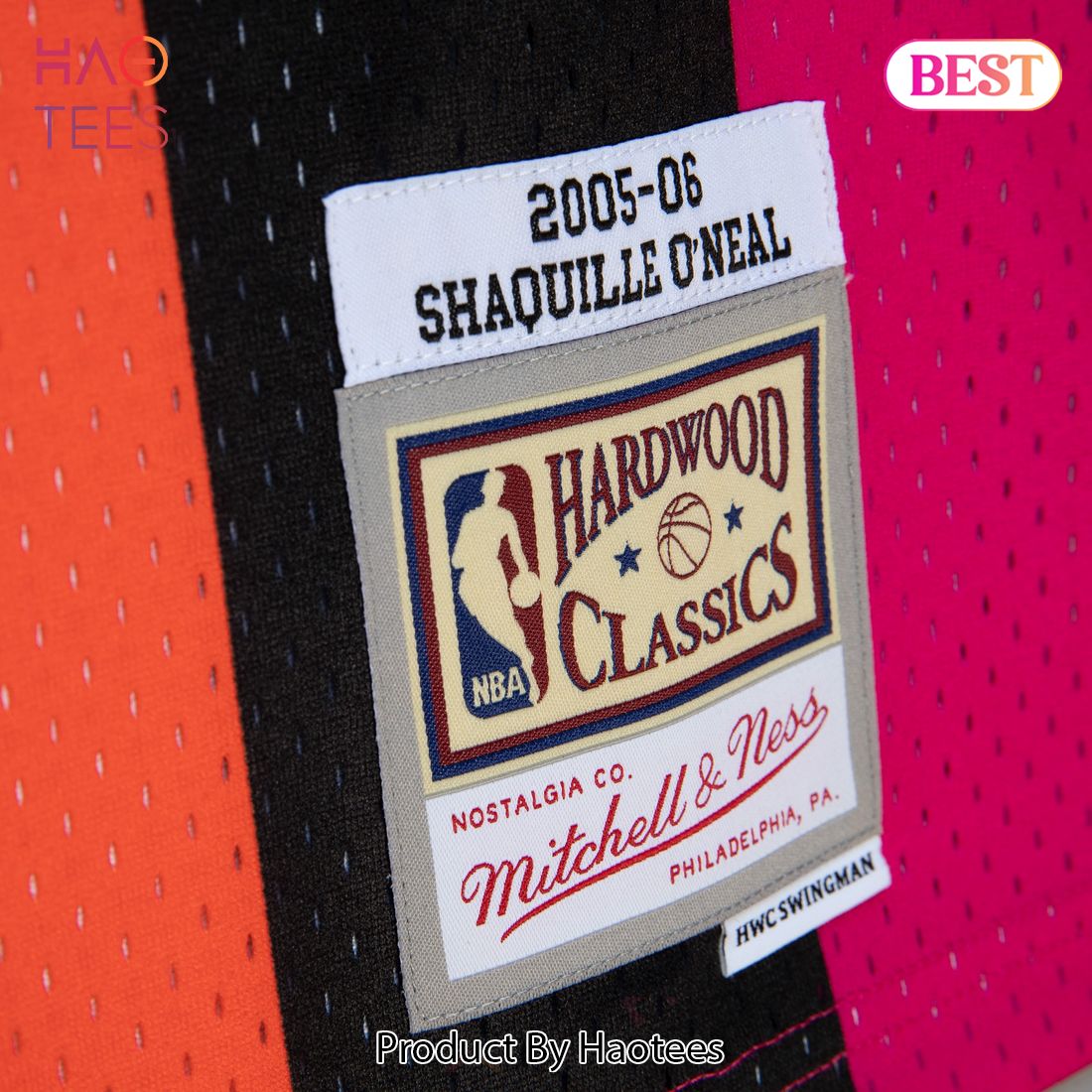 Shaquille O'Neal Miami Heat Mitchell & Ness 2005 06 Hardwood Classics Fadeaway Swingman Player Jersey Pink Black Shaquille O'Neal Miami Heat Mitchell & Ness 2005 06 Hardwood Classics Fadeaway Swingman Player Jersey Pink Black