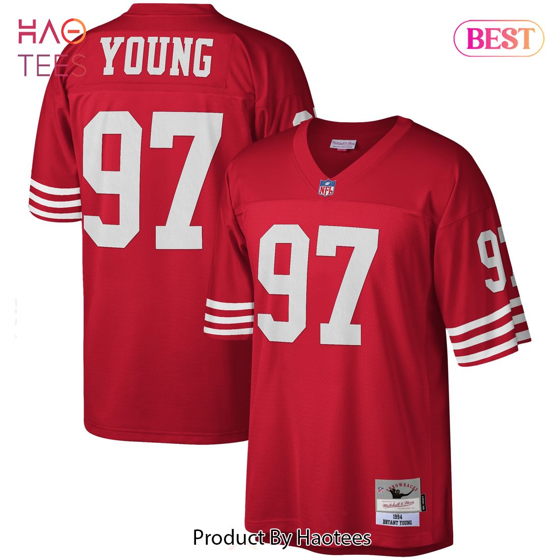 Bryant Young San Francisco 49ers Mitchell & Ness 1994 Legacy Replica Jersey Scarlet Bryant Young San Francisco 49ers Mitchell & Ness 1994 Legacy Replica Jersey Scarlet