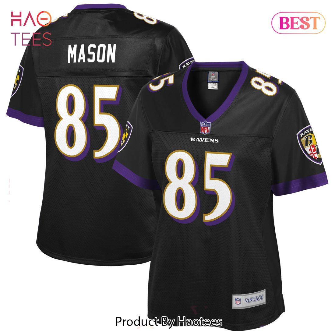 Derrick Mason Baltimore Ravens NFL Pro Line Women’s Retired Player Jersey Black