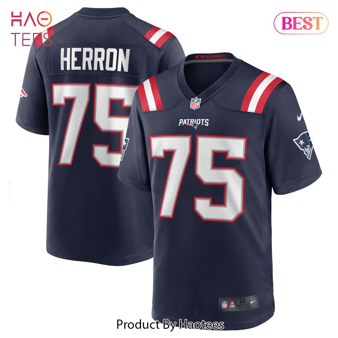 Justin Herron New England Patriots Nike Team Game Jersey Navy