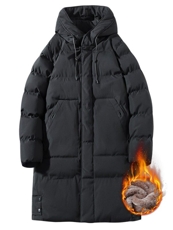 Mùa Đông Nam Lót Dù Dày Dặn Ấm Nỉ Lót Mũ Trùm Áo Gió Áo Khoác Dày Đệm Bông Ép Nhiệt Parkas Plus Kích Thước 8XL