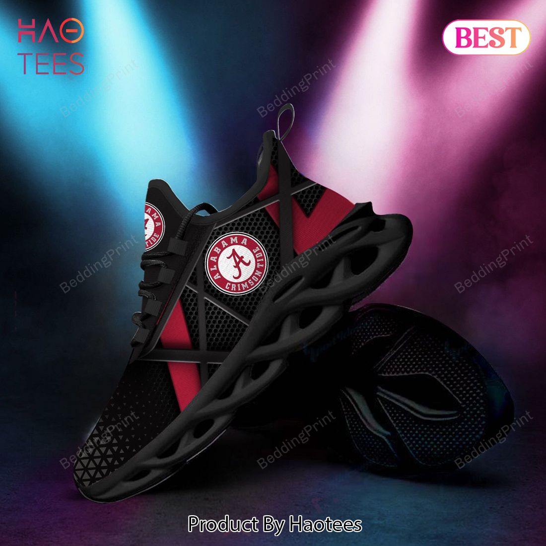 Alabama Crimson Tide NCAA Black Red Mix Logo Max Soul Shoes Alabama Crimson Tide NCAA Black Red Mix Logo Max Soul Shoes