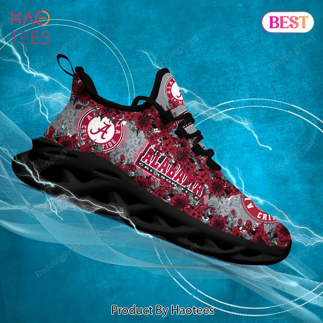 Alabama Crimson Tide NCAA Flower Red Grey Max Soul Shoes Alabama Crimson Tide NCAA Flower Red Grey Max Soul Shoes