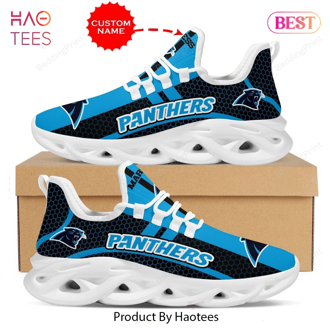 Carolina Panthers NFL Black Mix Blue Max Soul Shoes Carolina Panthers NFL Black Mix Blue Max Soul Shoes