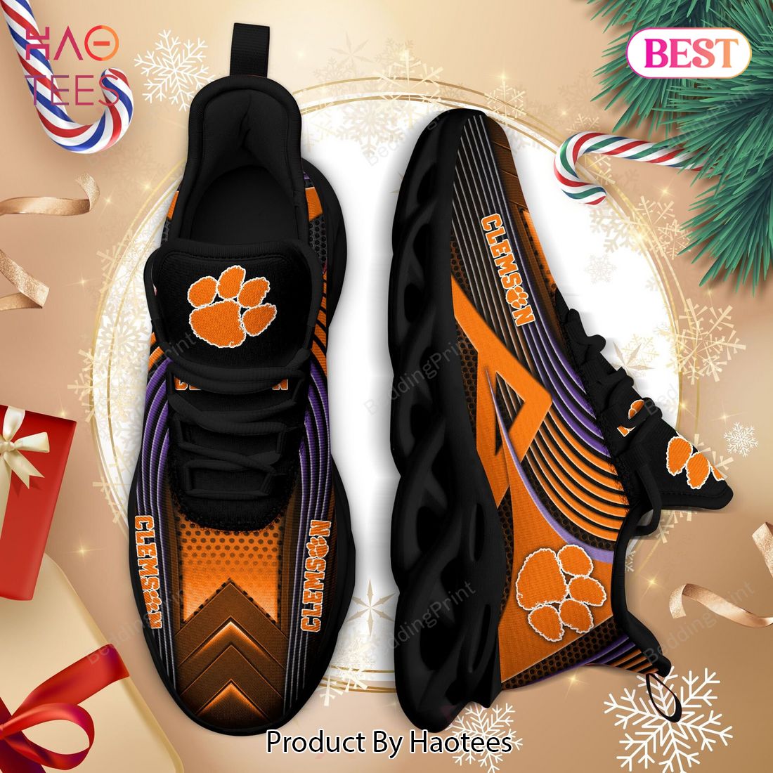 Clemson Tigers NCAA Black Orange Color Max Soul Shoes Clemson Tigers NCAA Black Orange Color Max Soul Shoes