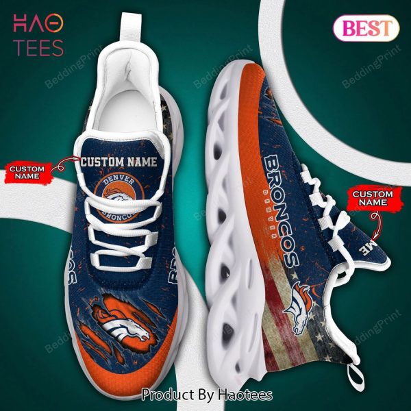Denver Broncos Nfl Personalized Blue Mix Orange Max Soul Shoes
