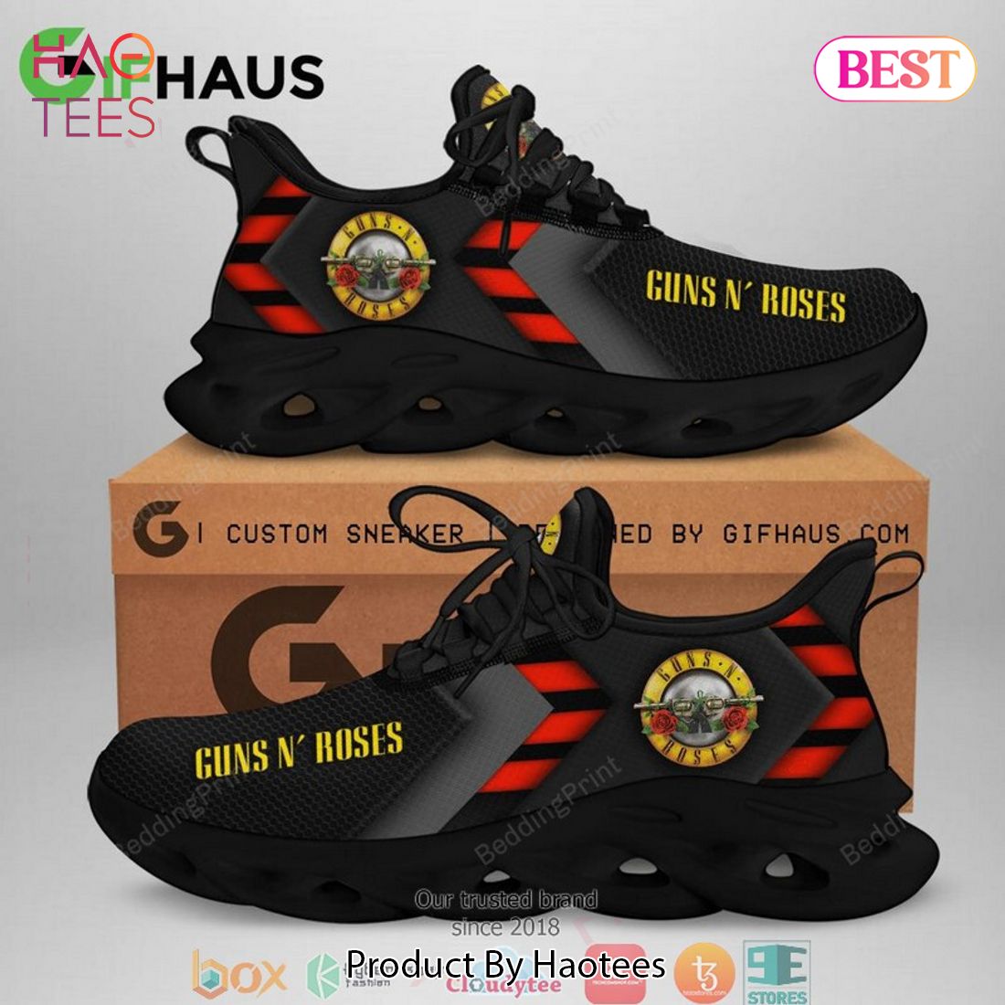 Gun N Roses Black Red Gold Max Soul Shoes Gun N Roses Black Red Gold Max Soul Shoes