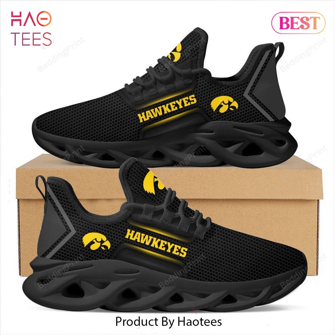 Iowa Hawkeyes NCAA Black Mix Gold Max Soul Shoes Iowa Hawkeyes NCAA Black Mix Gold Max Soul Shoes