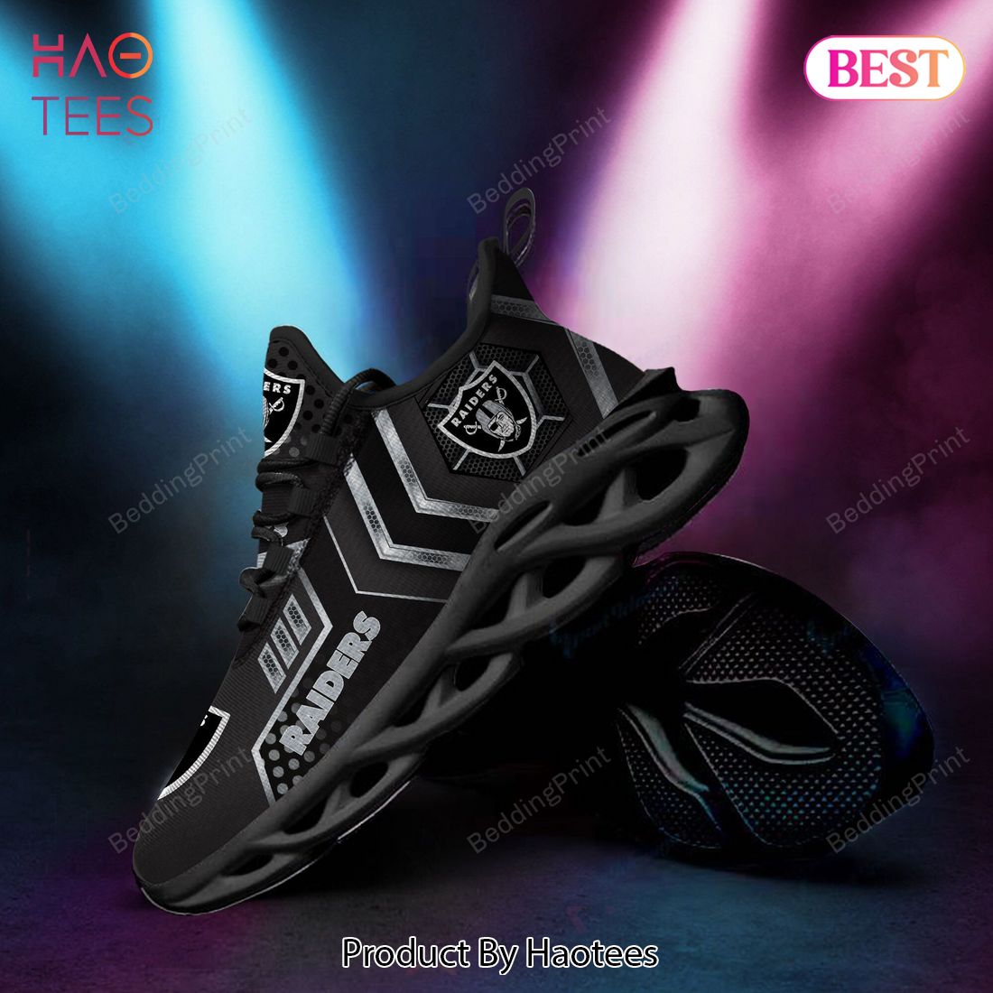 Las Vegas Raiders NFL Full Black Color Max Soul Shoes Las Vegas Raiders NFL Full Black Color Max Soul Shoes