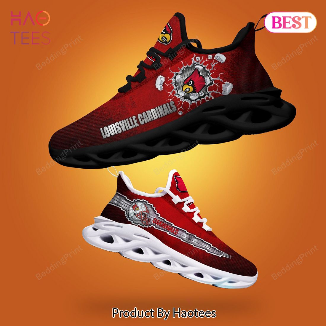 Louisville Cardinals NCAA Hot Trend Black Red Max Soul Shoes