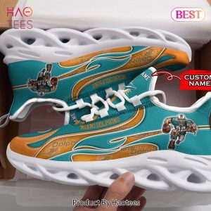 Miami Dolphins Nfl Personalized Blue Mix Gold Hot Shoes