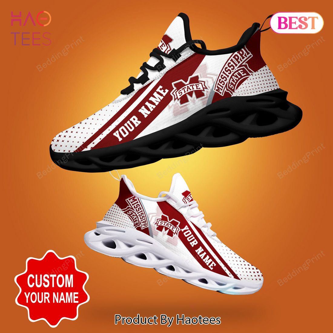 Mississippi State Bulldogs NCAA Personalized Red White Max Soul Shoes Mississippi State Bulldogs NCAA Personalized Red White Max Soul Shoes