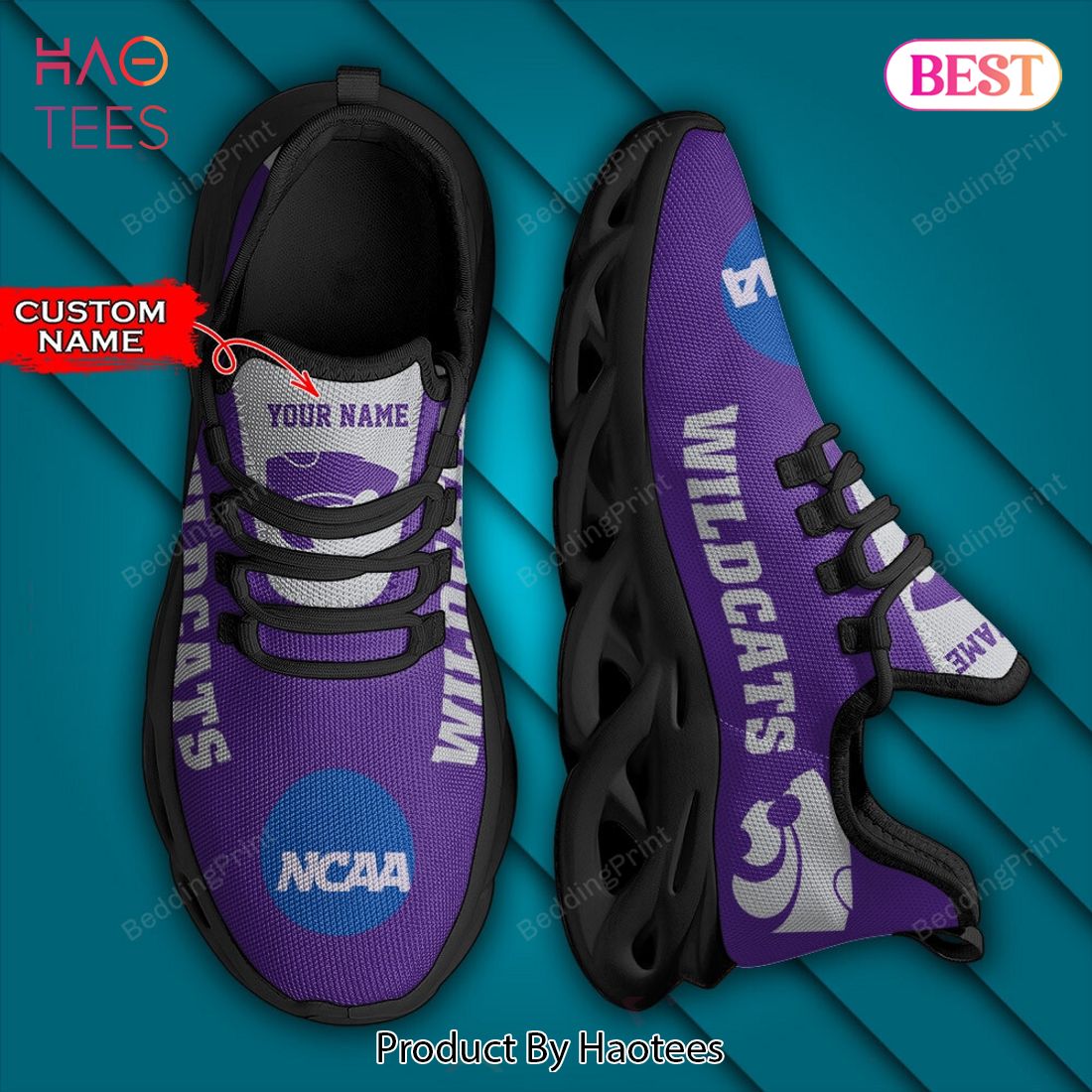 NCAA Kansas State Wildcats Personalized Violet Max Soul Shoes