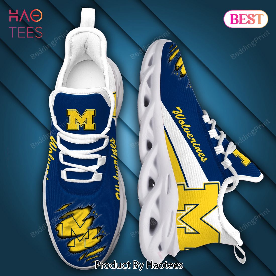 NCAA Michigan Wolverines Blue Gold Max Soul Shoes NCAA Michigan Wolverines Blue Gold Max Soul Shoes