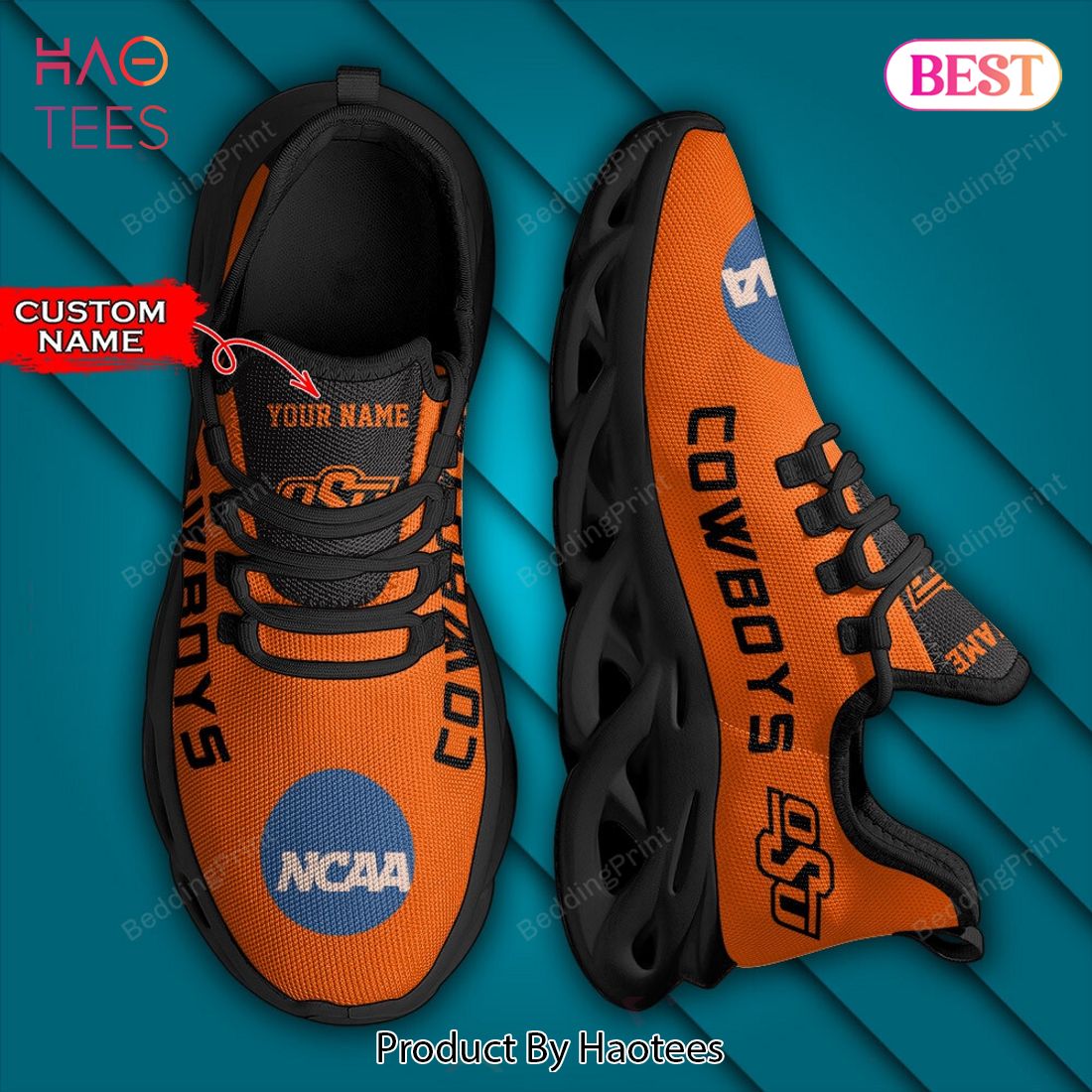 NCAA Oklahoma State Cowboys Personalized Black Orange Max Soul Shoes NCAA Oklahoma State Cowboys Personalized Black Orange Max Soul Shoes