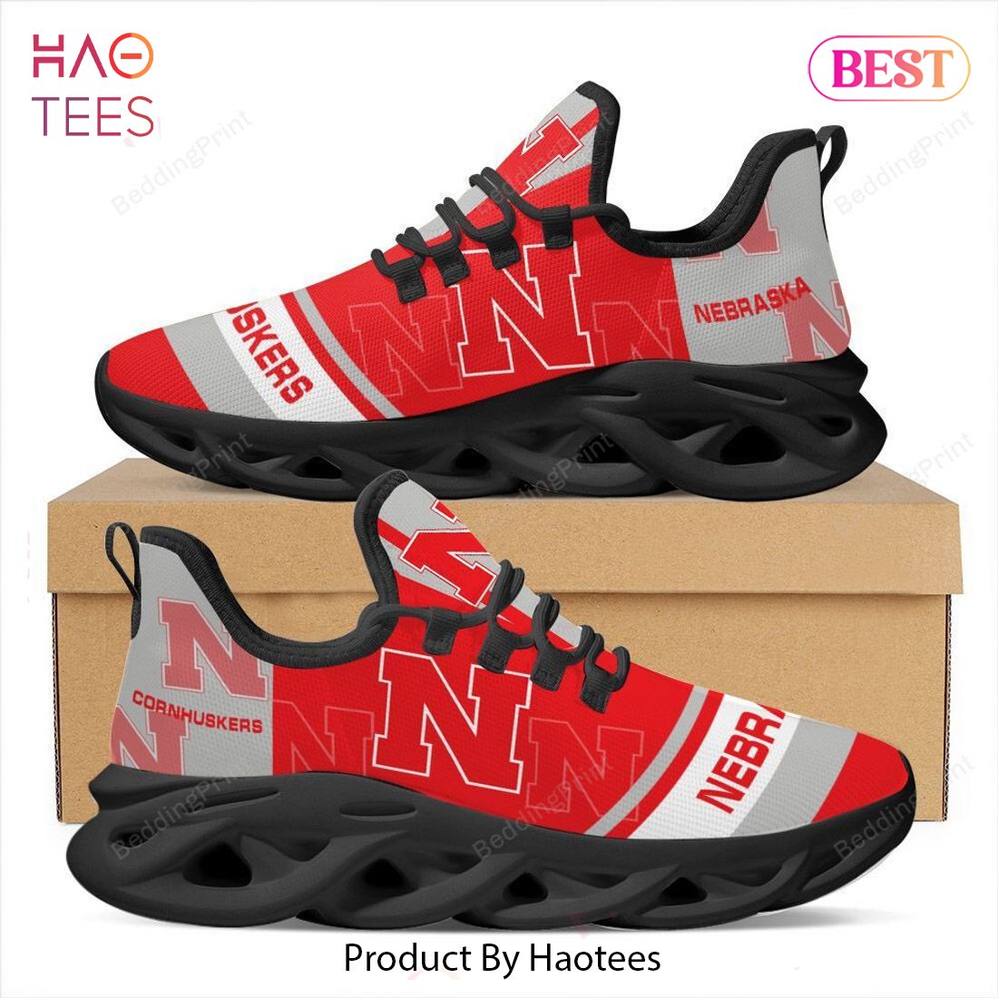 Nebraska Cornhuskers NCAA Black Red Max Soul Shoes Nebraska Cornhuskers NCAA Black Red Max Soul Shoes