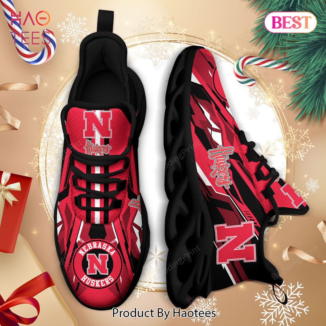 Nebraska Cornhuskers NCAA Hot Trend Black Red Max Soul Shoes Nebraska Cornhuskers NCAA Hot Trend Black Red Max Soul Shoes