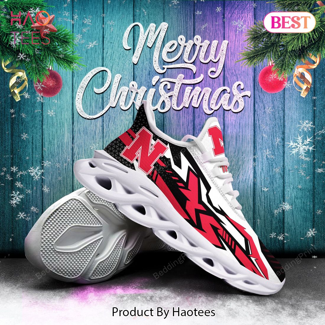 Nebraska Cornhuskers NCAA White Mix Color Max Soul Shoes Nebraska Cornhuskers NCAA White Mix Color Max Soul Shoes