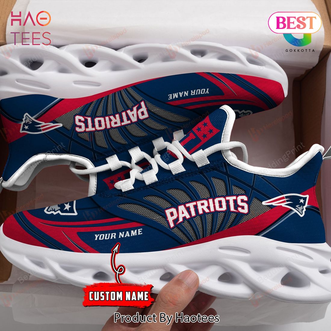 New England Patriots M8 Personalized Blue Red Max Soul Shoes New England Patriots M8 Personalized Blue Red Max Soul Shoes