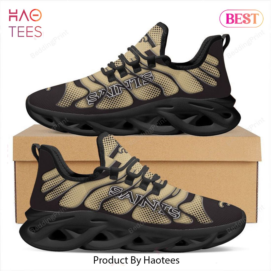 New Orleans Saints NFL Black Brown Max Soul Shoes New Orleans Saints NFL Black Brown Max Soul Shoes