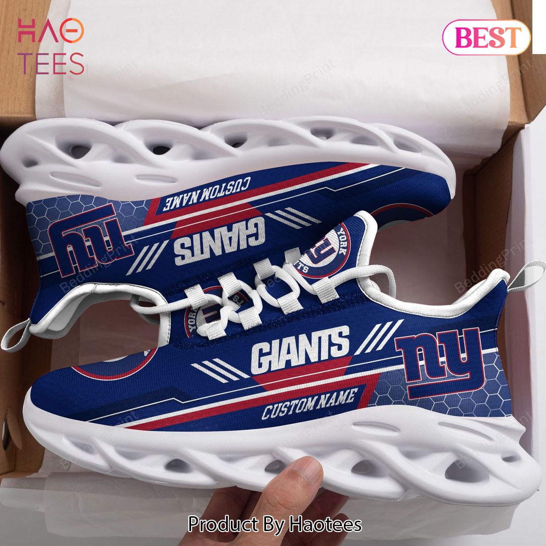 New York Giants Custom Name Blue White Max Soul Shoes New York Giants Custom Name Blue White Max Soul Shoes