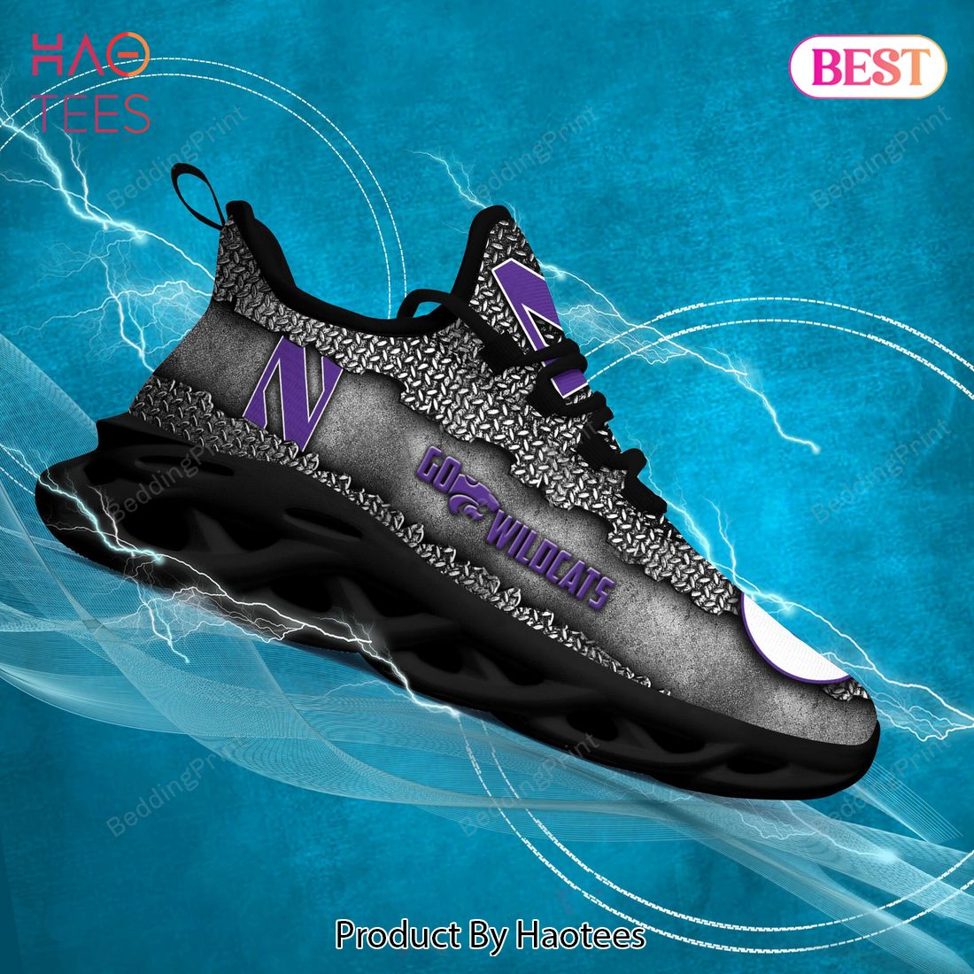 Northwestern Wildcats NCAA Black Grey Max Soul Shoes Northwestern Wildcats NCAA Black Grey Max Soul Shoes