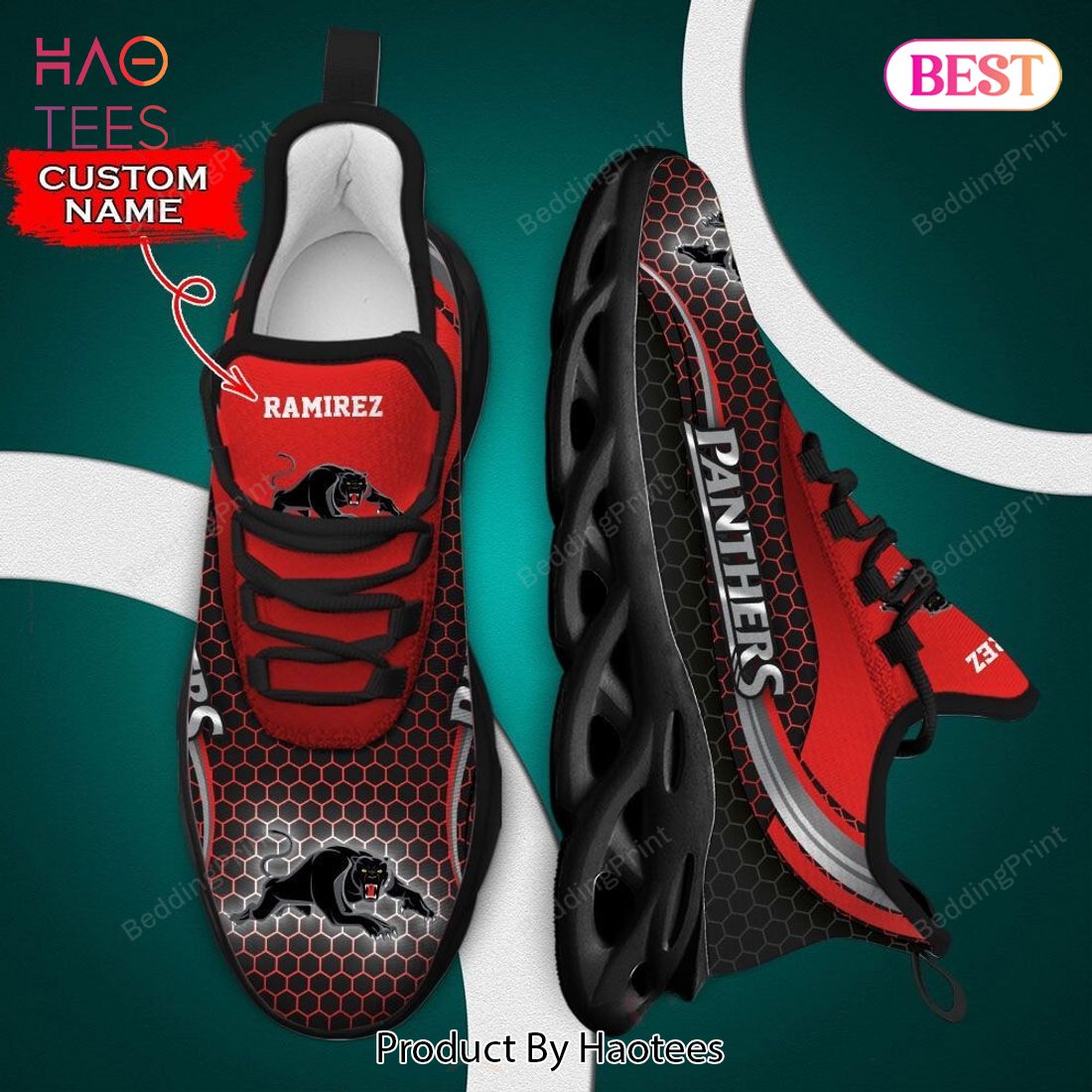 Penrith Panthers NRL Custom Name Red Black Max Soul Shoes