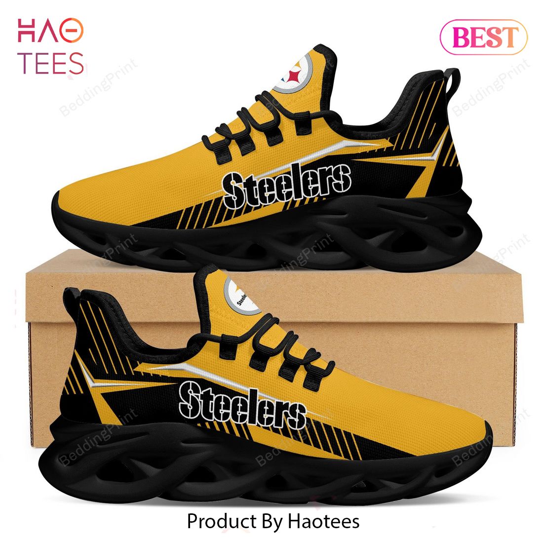 Pittsburgh Steelers Max Soul Shoes Logo American Football NFL Black Gold Max Soul Shoes