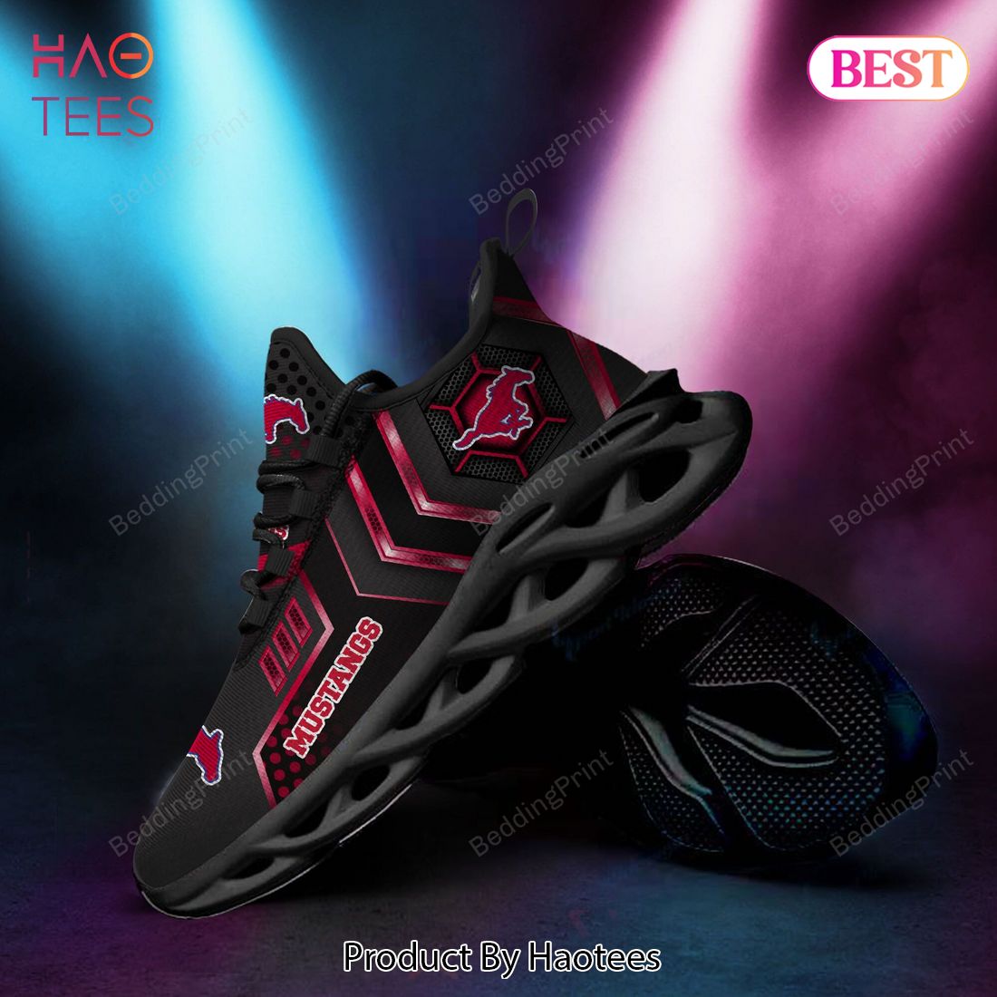 SMU Mustangs NCAA Black Mix Pink Max Soul Shoes