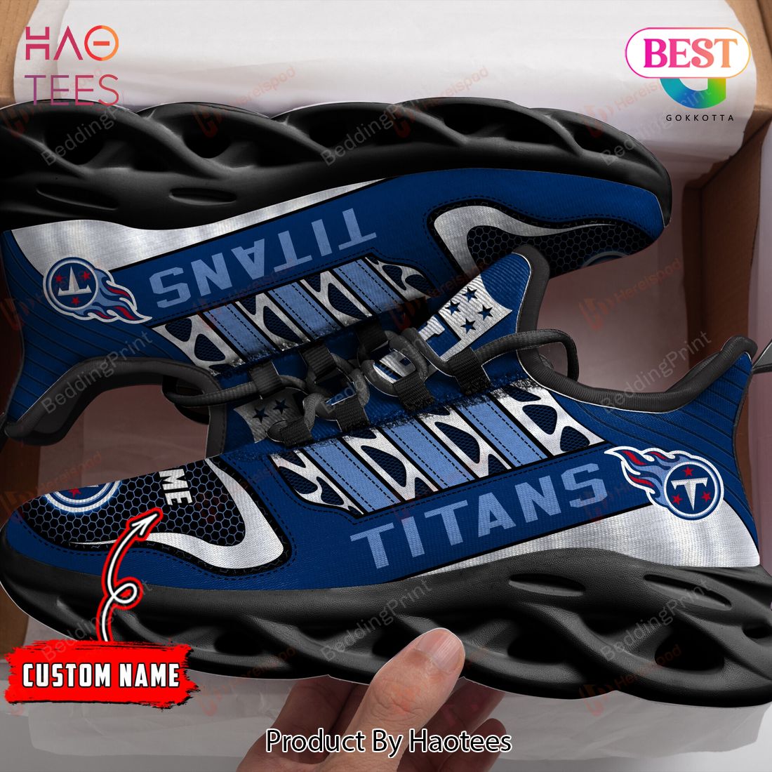 Tennessee Titans Personalized Blue Color Max Soul Shoes