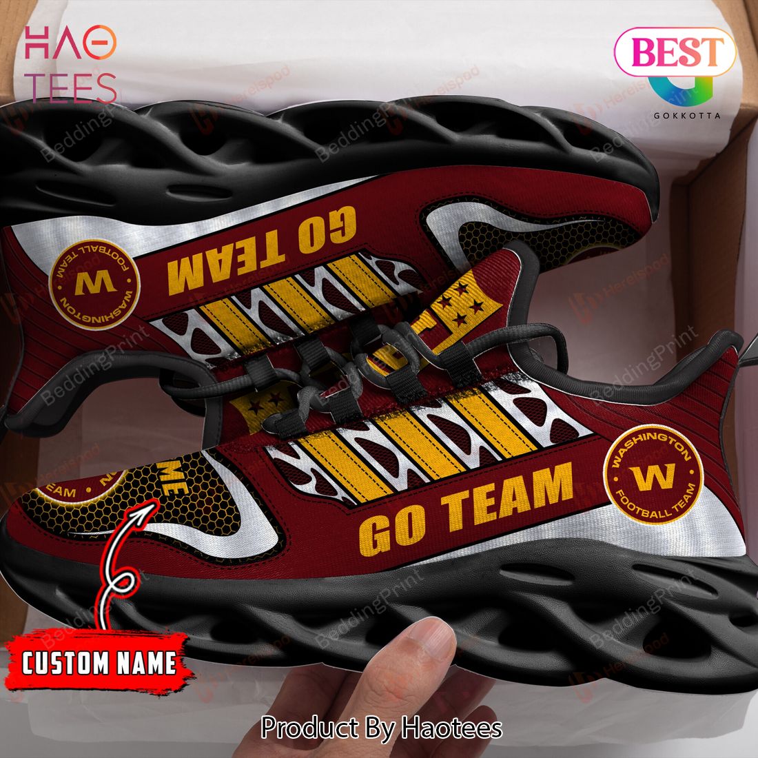 Washington Football Team Personalized Red Gold Max Soul Shoes