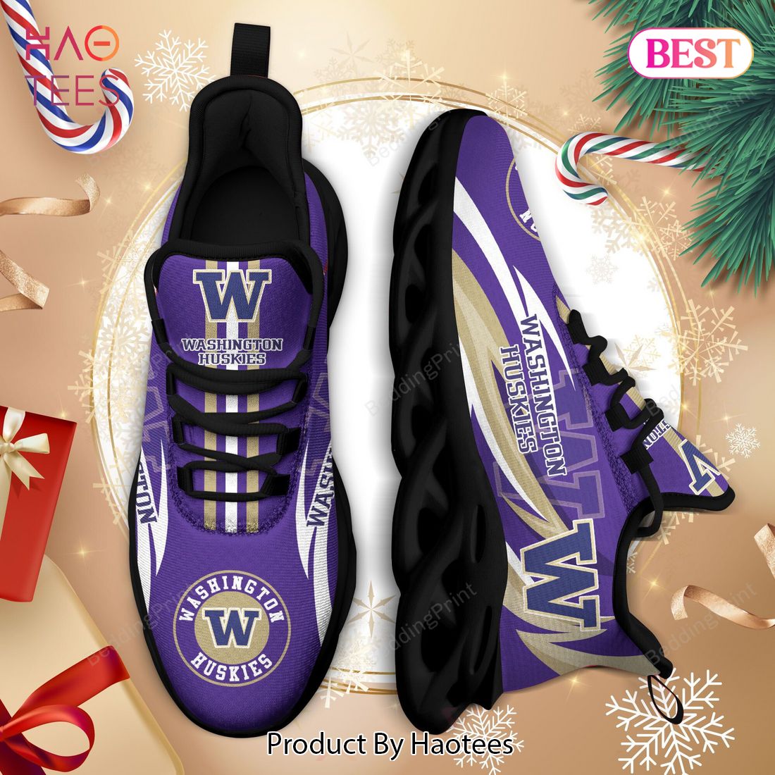 Washington Huskies NCAA Hot Trend Violet Color Max Soul Shoes