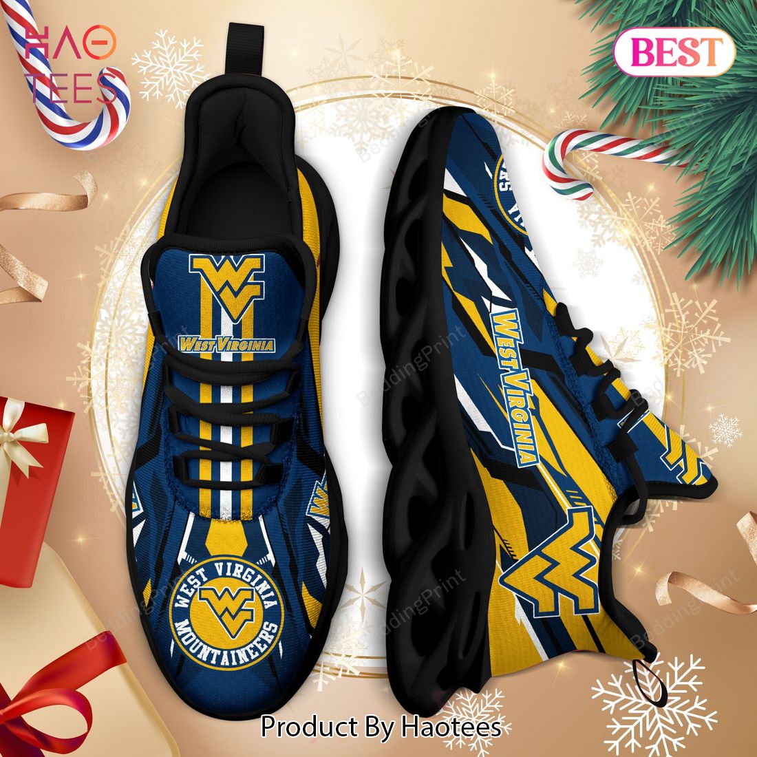 West Virginia Mountaineers NCAA Blue Gold Max Soul Shoes