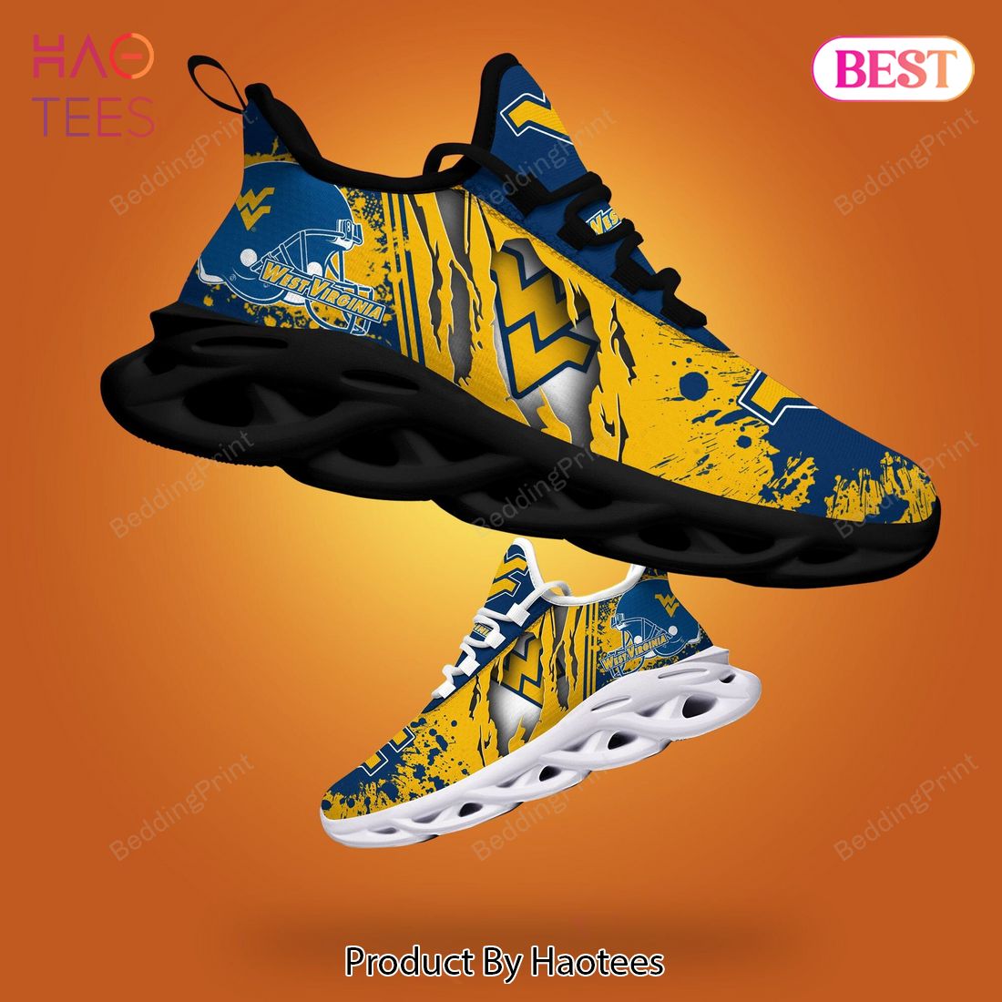 West Virginia Mountaineers NCAA Gold Mix Blue Max Soul Shoes
