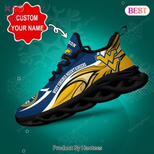 West Virginia Mountaineers NCAA Personalized Blue Mix Gold Max Soul Shoes